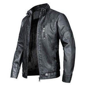 Men's Vintage Black Leather Motorcycle Jacket, Large
