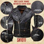 Men's Black Cowhide Leather Motorcycle Jacket - XXX-Large
