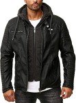 Men’s Genuine Leather Motorcycle Jacket with Hood