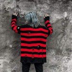 Men's Oversized Black and Red Striped Sweater