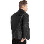 Men's Vintage Black Leather Motorcycle Jacket, Large