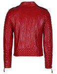 Stylish Men's Red Leather Motorcycle Bomber Jacket