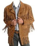 Men's Brown Cowboy Leather Jacket with Fringe