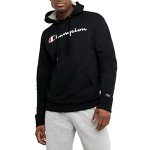 Champion Men's Black Script Fleece Hoodie, Large
