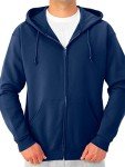 Men's Navy Full Zip Hooded Sweatshirt - Plus Size