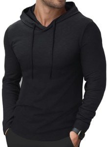 Men's Black Pullover Hoodie - Casual Workout Top