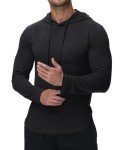 Men's Black Pullover Hoodie - Casual Workout Top