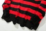 Men's Oversized Black and Red Striped Sweater
