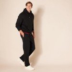 Men's Black Sherpa-Lined Pullover Hoodie - XL