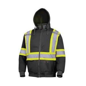 Men's Hi Vis Safety Zip-Up Hoodie - Black