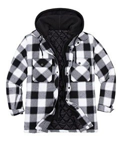 Men’s Quilted Hooded Flannel Jacket – Buffalo Plaid
