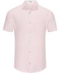 Men's Short Sleeve Casual Button Down Shirt - Light Pink