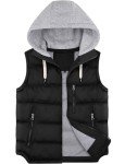 Men's Thick Quilted Sleeveless Winter Vest - Black