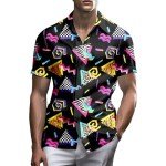 Funny Vintage 80s Hawaiian Button-Up Shirts for Men