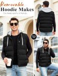 Men's Thick Quilted Sleeveless Winter Vest - Black