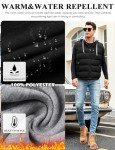 Men's Thick Quilted Sleeveless Winter Vest - Black