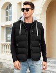 Men's Thick Quilted Sleeveless Winter Vest - Black