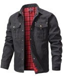 KAVIANA Men's Flannel-Lined Snap Button Shacket