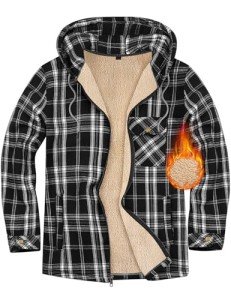 Oleda Men's Fleece Plaid Jacket with Hood