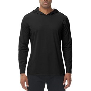 Men's Lightweight Long Sleeve Pullover Hoodie - Black