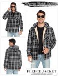 Oleda Men's Fleece Plaid Jacket with Hood