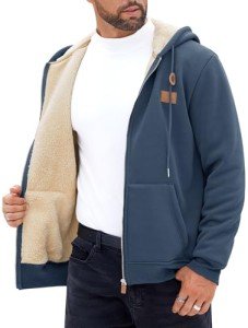 Men's Heavyweight Thermal Hoodie with Ribbed Cuffs