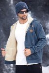 Men's Heavyweight Thermal Hoodie with Ribbed Cuffs