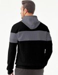 Men's Casual Waffle Hoodie with Pocket - Black