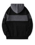 Men's Casual Waffle Hoodie with Pocket - Black