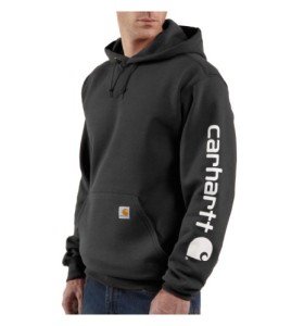 Carhartt Men's Black Logo Hooded Sweatshirt, XL