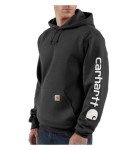 Carhartt Men's Black Logo Hooded Sweatshirt, XL