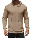Men's Slim Fit Lightweight Pullover Hoodie - Khaki