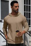 Men's Slim Fit Lightweight Pullover Hoodie - Khaki