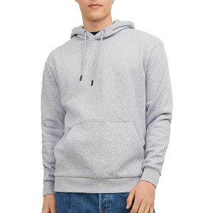 JACK & JONES Men's Light Grey Relaxed Fit Hoodie