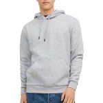 JACK & JONES Men's Light Grey Relaxed Fit Hoodie