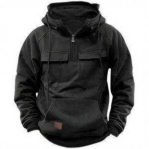 Men's Tactical Black Quarter Zip Hoodie