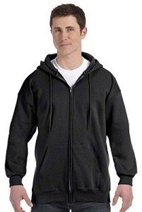 Hanes Men's Heavyweight Full Zip Fleece Hoodie – Black