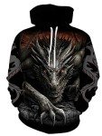 Men's 3D Dragon Graphic Hooded Pullover Sweatshirt