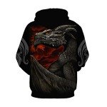 Men's 3D Dragon Graphic Hooded Pullover Sweatshirt