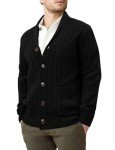 Linvich Men's Black V-Neck Cardigan Sweater
