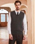 KALLSPIN Men's Charcoal Cable Knit Vest Sweater