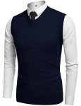 Men's Navy V-Neck Slim Fit Sweater Vest