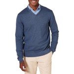 Men's V-Neck Sweater in Blue Heather