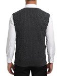 KALLSPIN Men's Charcoal Cable Knit Vest Sweater
