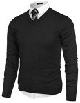 COOFANDY Men's Slim Fit V Neck Sweater - Black