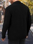 Linvich Men's Black V-Neck Cardigan Sweater