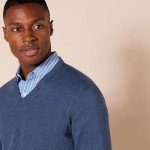 Men's V-Neck Sweater in Blue Heather