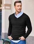 COOFANDY Men's Slim Fit V Neck Sweater - Black