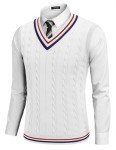 Casual V-Neck Sweater Vest for Men, White