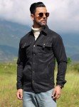 KAVIANA Men's Flannel-Lined Snap Button Shacket
